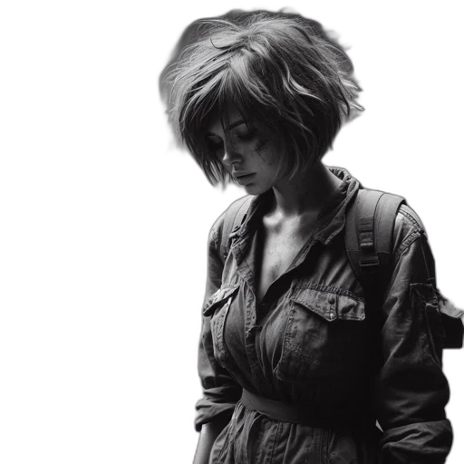 jacket, hair, dress, face transparent PNG cut-out