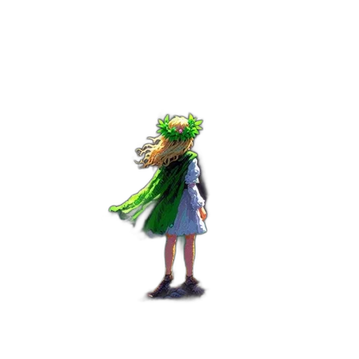 dress, flower, creature, staff transparent PNG cut-out