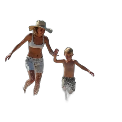 3d render, photorealistic, underwater, mother transparent PNG cut-out