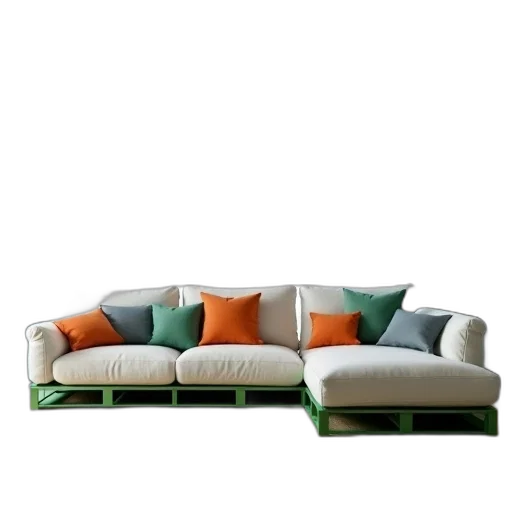 furniture, 3d render, photorealistic, green transparent PNG cut-out