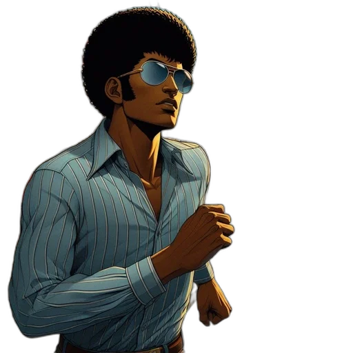 jacket, staff, face, comic book art transparent PNG cut-out