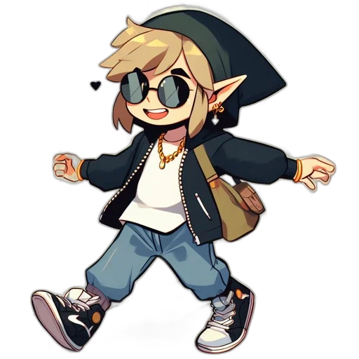 jacket, staff, pixel art, cartoon transparent PNG cut-out