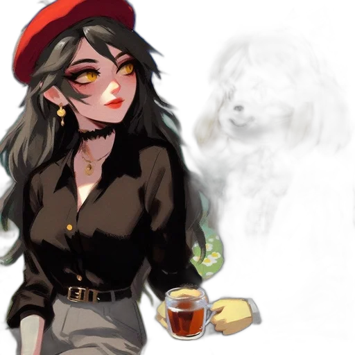 hat, staff, dress, concept art transparent PNG cut-out