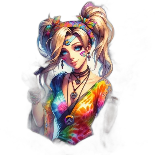 dress, hair, face, staff transparent PNG cut-out