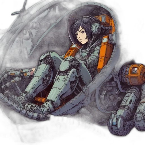 robot, concept art, cyberpunk, comic book art transparent PNG cut-out