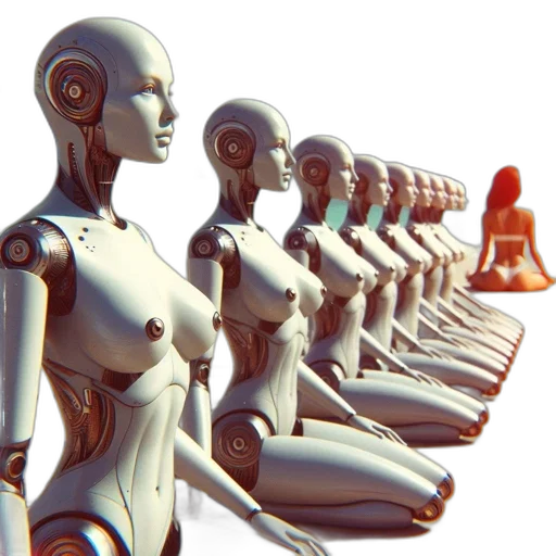 robot, concept art, 3d render, cyberpunk transparent PNG cut-out