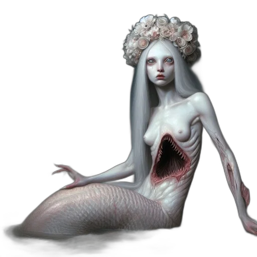 creature, dress, hair, concept art transparent PNG cut-out