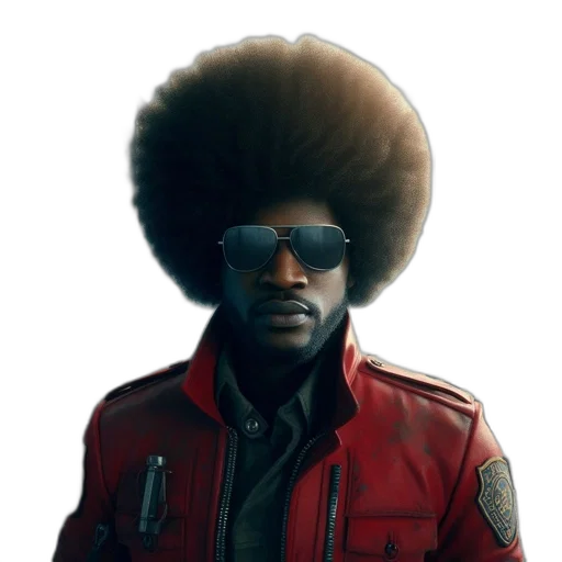 jacket, hat, hair, staff transparent PNG cut-out