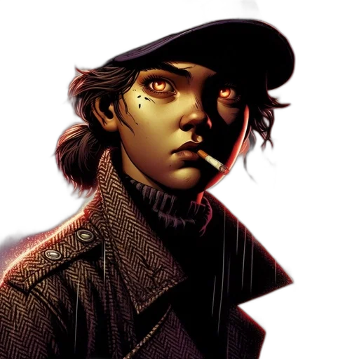 hat, face, jacket, comic book art transparent PNG cut-out