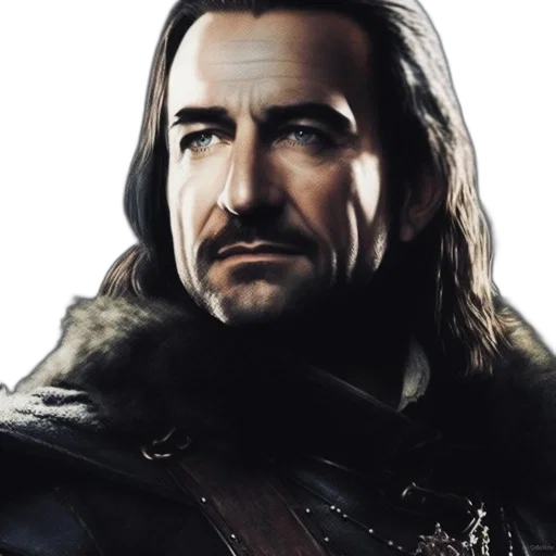 face, hair, staff, sword transparent PNG cut-out