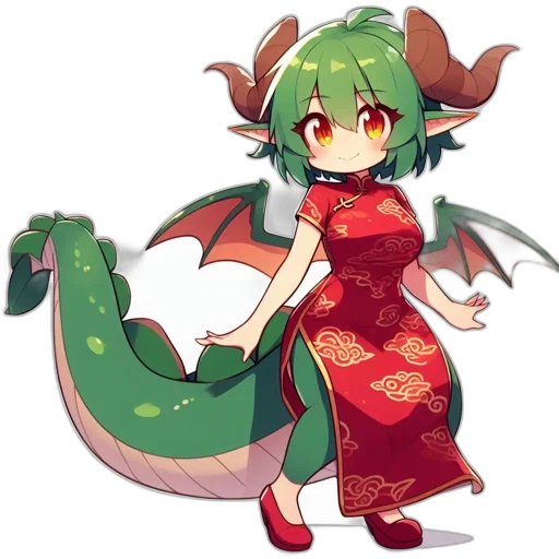 dragon, staff, creature, dress transparent PNG cut-out