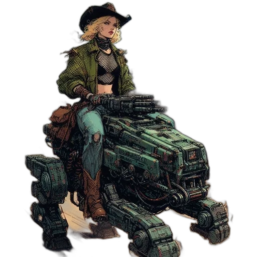 robot, weapon, concept art, comic book art transparent PNG cut-out