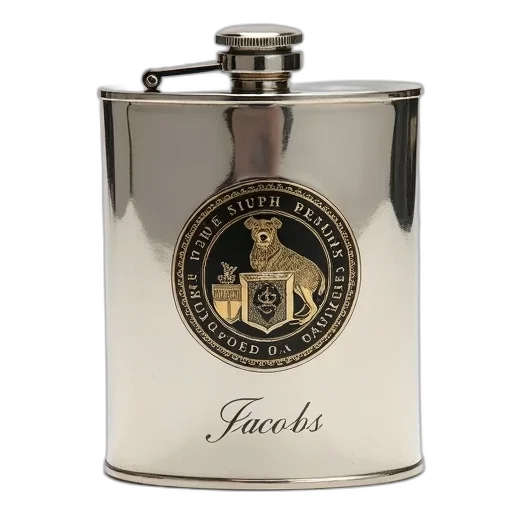 bottle, silver, flask, black transparent PNG cut-out