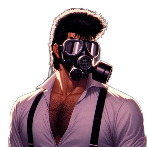 mask, face, comic book art, cyberpunk transparent PNG cut-out