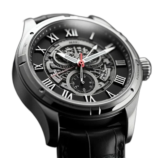 close-up, image, wristwatch, black transparent PNG cut-out
