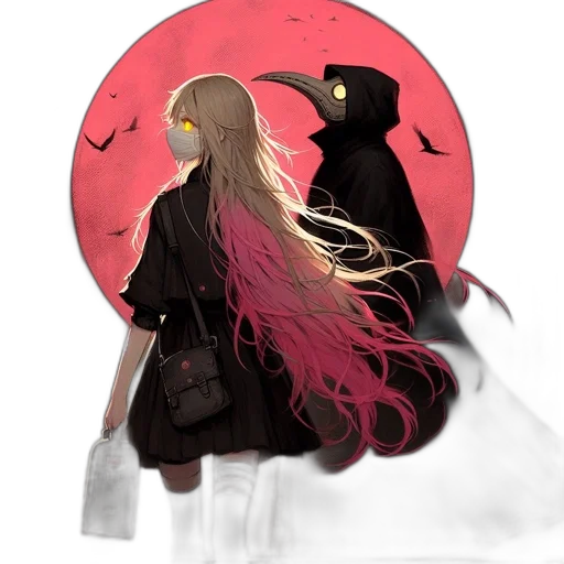 mask, dress, creature, staff transparent PNG cut-out