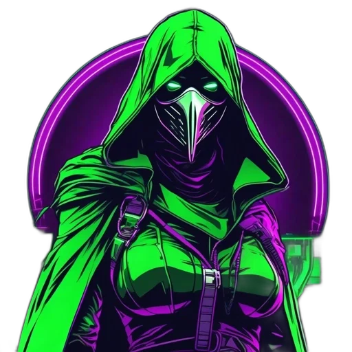 jacket, mask, concept art, cyberpunk transparent PNG cut-out