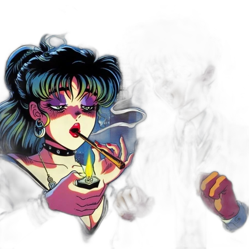 concept art, comic book art, vaporwave, anime transparent PNG cut-out