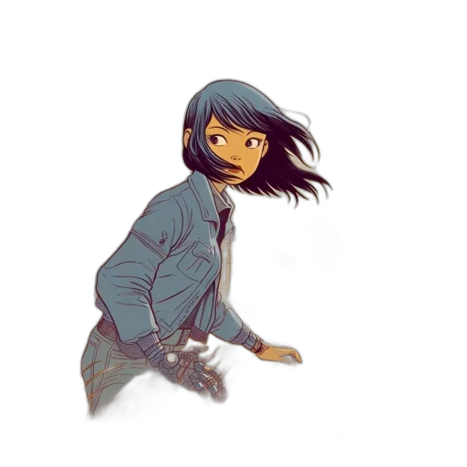 jacket, creature, hair, robot transparent PNG cut-out