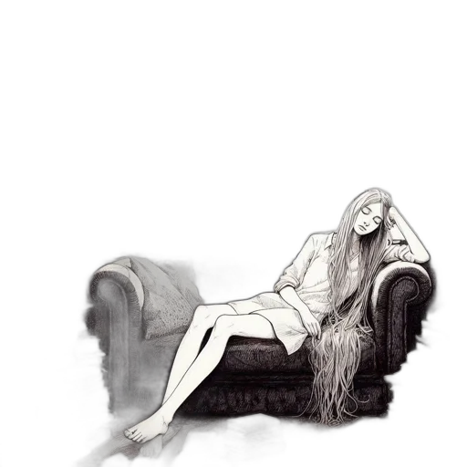 furniture, hair, dress, creature transparent PNG cut-out