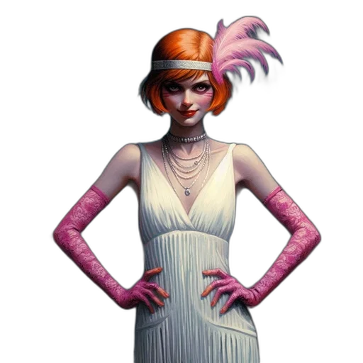 dress, hat, staff, jewelry transparent PNG cut-out
