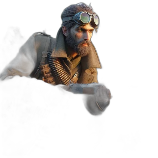 weapon, jacket, face, creature transparent PNG cut-out