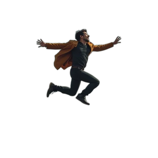 jacket, staff, robot, creature transparent PNG cut-out