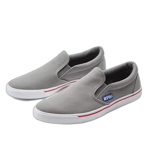 shoes, pair, grey, slip-on transparent PNG cut-out