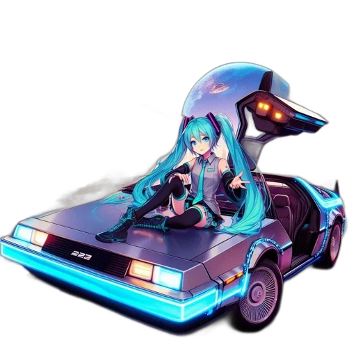 car, robot, weapon, vaporwave transparent PNG cut-out