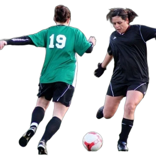 two, female, soccer, players transparent PNG cut-out