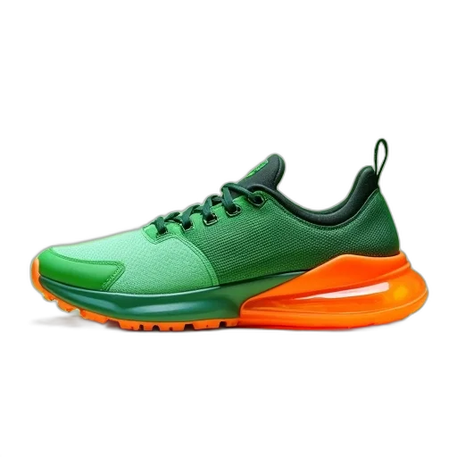 shoes, 3d render, green, pradaze transparent PNG cut-out