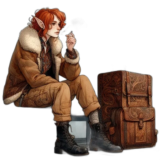 jacket, staff, weapon, concept art transparent PNG cut-out