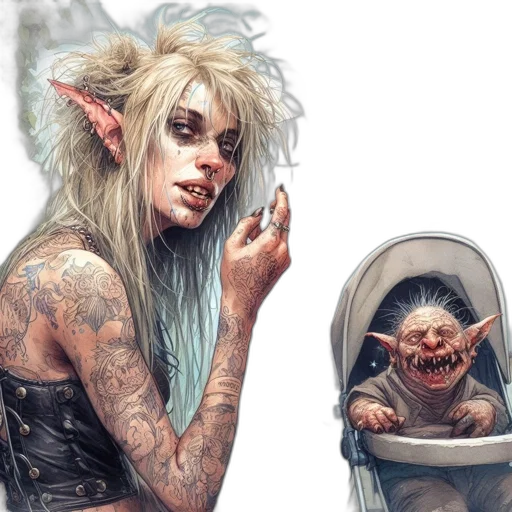 fantasy art, concept art, comic book art, photorealistic transparent PNG cut-out