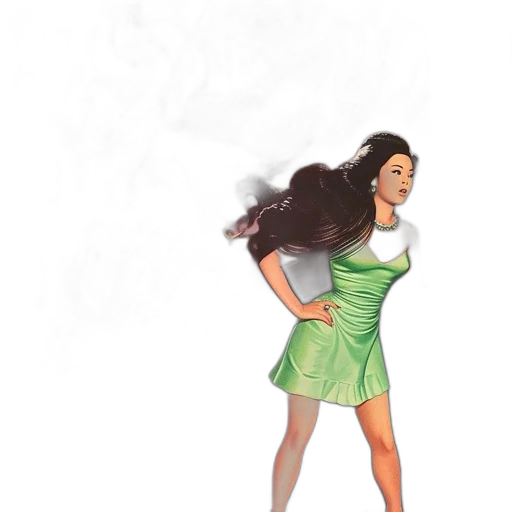 dress, staff, hair, concept art transparent PNG cut-out