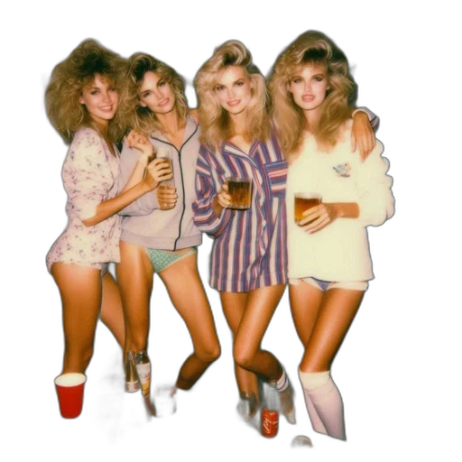four, women, 1980s, 1990s transparent PNG cut-out