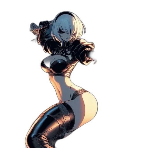 robot, dress, staff, hair transparent PNG cut-out