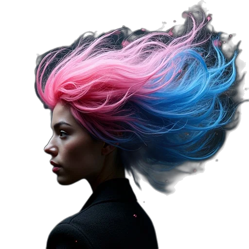 hair, crown, photorealistic, cyberpunk transparent PNG cut-out
