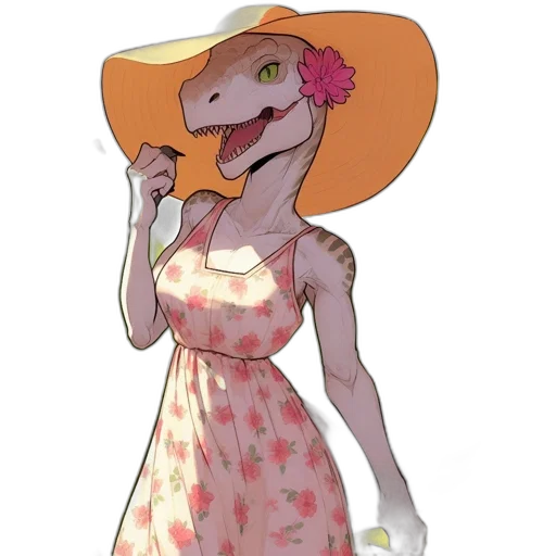 dress, hat, creature, dragon transparent PNG cut-out