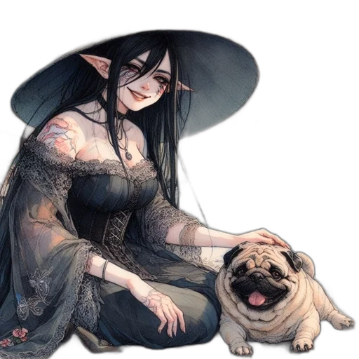 creature, dress, animal, staff transparent PNG cut-out