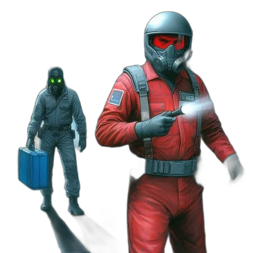 robot, mask, staff, concept art transparent PNG cut-out