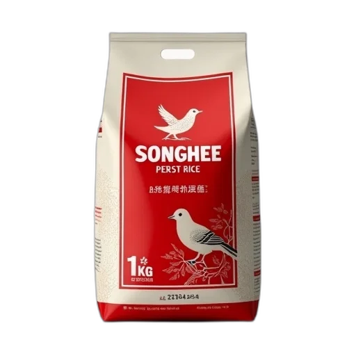 bag, rice, red, label transparent PNG cut-out