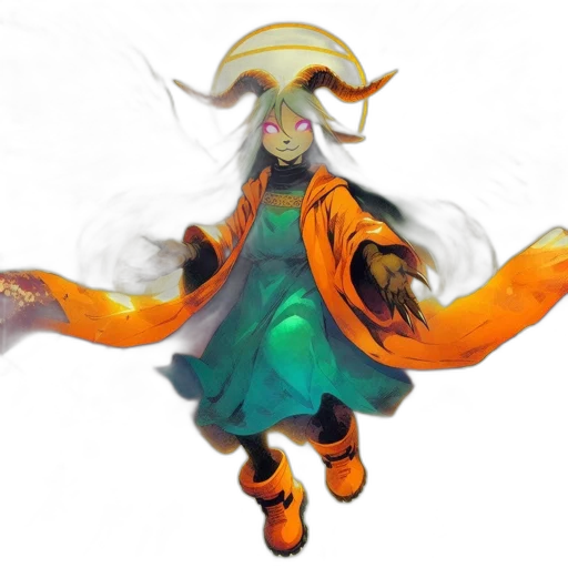dragon, dress, staff, mask transparent PNG cut-out
