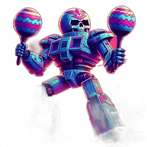 robot, concept art, vaporwave, pixel art transparent PNG cut-out