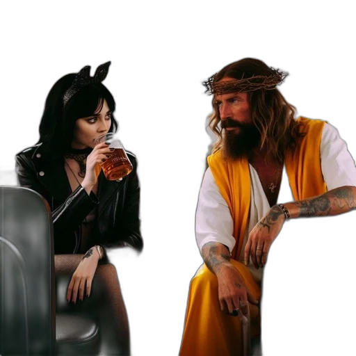 concept art, two, individuals, sit transparent PNG cut-out