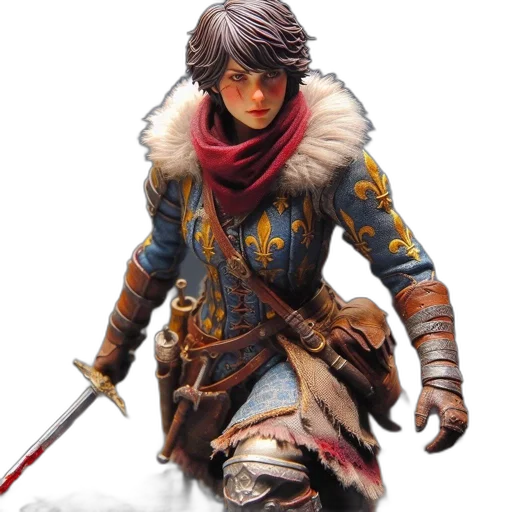 jacket, sword, staff, face transparent PNG cut-out