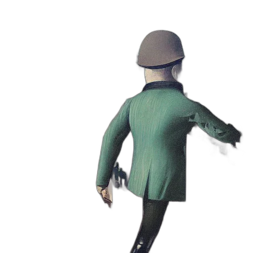 jacket, hat, staff, robot transparent PNG cut-out