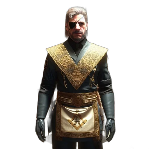 jacket, staff, sword, face transparent PNG cut-out