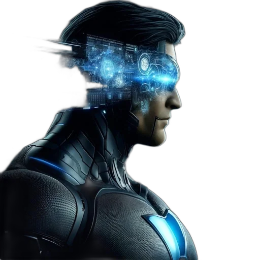 robot, face, cyberpunk, 3d render transparent PNG cut-out
