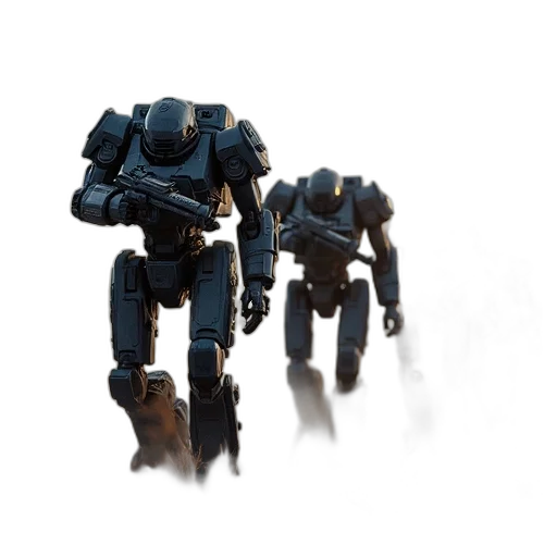 robot, weapon, concept art, 3d render transparent PNG cut-out