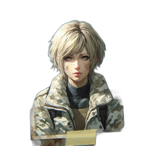 jacket, face, weapon, staff transparent PNG cut-out